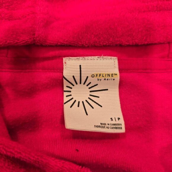 Offline by Aerie Lights Terry Full Zip Hoodie Women's Small Pink Fleece Gorpcore - Picture 3 of 7